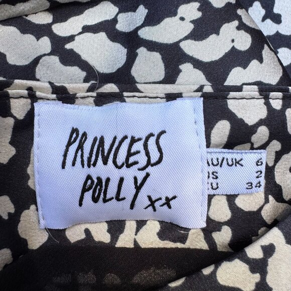Princess Polly Womens Satin Black White Animal Print Going Out Party Mini Skirt - Picture 2 of 9
